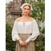 image:imageScarlet Darkness Womens Renaissance Shirt Peasant Off Shoulder Tops Smocked Waist Long Sleeve BlouseWhite