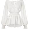 image:imageScarlet Darkness Womens Renaissance Shirt Peasant Off Shoulder Tops Smocked Waist Long Sleeve BlouseWhite