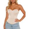 image:imageScarlet Darkness Womens Strapless Corset Top Bustier Fishboned Waist Cincher Sweetheart Neckline for Daily amp PartiesOatmeal