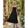 image:imageScarlet Darkness Womens Summer Maxi Dress 2026 Boho Sleeveless Ruffle Flowy Milkmaid Sundress with PocketsBlack