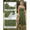 image:imageScarlet Darkness Womens Summer Maxi Dress 2026 Boho Sleeveless Ruffle Flowy Milkmaid Sundress with PocketsOlive Green