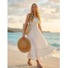 image:imageScarlet Darkness Womens Summer Maxi Dress 2026 Boho Sleeveless Ruffle Flowy Milkmaid Sundress with PocketsWhite