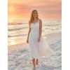 image:imageScarlet Darkness Womens Summer Maxi Dress 2026 Boho Sleeveless Ruffle Flowy Milkmaid Sundress with PocketsWhite