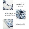 image:imageScarlet Darkness Womens Underbust Corset Top Renaissance Medieval Laceup Boned Fairycore Pirate CorsetsBeige Blue Floral
