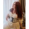 image:imageScarlet Darkness Womens Underbust Corset Top Renaissance Medieval Laceup Boned Fairycore Pirate CorsetsBeige Blue Floral