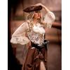 image:imageScarlet Darkness Womens Underbust Corset Top Renaissance Medieval Laceup Boned Fairycore Pirate CorsetsBeige Brown Floral