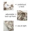 image:imageScarlet Darkness Womens Underbust Corset Top Renaissance Medieval Laceup Boned Fairycore Pirate CorsetsBeige Brown Floral
