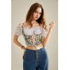 image:imageScarlet Darkness Womens Underbust Corset Top Renaissance Medieval Laceup Boned Fairycore Pirate CorsetsBeige Green Floral