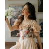 image:imageScarlet Darkness Womens Underbust Corset Top Renaissance Medieval Laceup Boned Fairycore Pirate CorsetsBeige Purple Floral