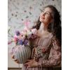 image:imageScarlet Darkness Womens Underbust Corset Top Renaissance Medieval Laceup Boned Fairycore Pirate CorsetsBeige Purple Floral