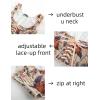 image:imageScarlet Darkness Womens Underbust Corset Top Renaissance Medieval Laceup Boned Fairycore Pirate CorsetsBeige Purple Floral