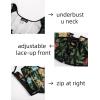 image:imageScarlet Darkness Womens Underbust Corset Top Renaissance Medieval Laceup Boned Fairycore Pirate CorsetsBlack Green Floral