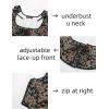 image:imageScarlet Darkness Womens Underbust Corset Top Renaissance Medieval Laceup Boned Fairycore Pirate CorsetsBlack Multi Floral