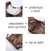 image:imageScarlet Darkness Womens Underbust Corset Top Renaissance Medieval Laceup Boned Fairycore Pirate CorsetsBrown Floral