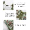 image:imageScarlet Darkness Womens Underbust Corset Top Renaissance Medieval Laceup Boned Fairycore Pirate CorsetsGreen Flower Cluster