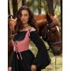 image:imageScarlet Darkness Womens Underbust Corset Top Renaissance Medieval Laceup Boned Fairycore Pirate CorsetsSolid Coral Pink