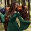 image:imageScarlet Darkness Womens Underbust Corset Top Renaissance Medieval Laceup Boned Fairycore Pirate CorsetsSolid Dark Green