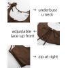 image:imageScarlet Darkness Womens Underbust Corset Top Renaissance Medieval Laceup Boned Fairycore Pirate CorsetsSolid Deep Brown