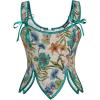 image:imageSCARLET DARKNESS Corset Tops for Women Renaissance Costume Floral Lace Up Boned Bustier with ZipGreen Floral