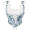 image:imageSCARLET DARKNESS Corset Tops for Women Underbust Floral Print Vintage Bustier TopBlue Peony Floral