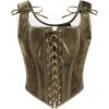 image:imageSCARLET DARKNESS Renaissance Corset Tops for Women Pirate Lace Up Overbust Velvet Bustier BodiceGolden Coffee