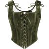 image:imageSCARLET DARKNESS Renaissance Corset Tops for Women Pirate Lace Up Overbust Velvet Bustier BodiceOlive Green
