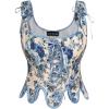 image:imageScarlet Darkness Corset Tops for Women Renaissance Corset Floral Lace Up Bodyshaper BustierApricot Blue Flowers