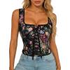 image:imageScarlet Darkness Renaissance Corset Top for Women Boned Laceup Overbust Bustier CorsetsBlack Multi Floral