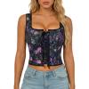 image:imageScarlet Darkness Renaissance Corset Top for Women Boned Laceup Overbust Bustier CorsetsBlack Purple Floral