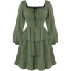 image:imageScarlet Darkness Renaissance Dress for Women Off Shoulder Long Sleeve Medieval Corset DressesArmy Green