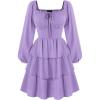 image:imageScarlet Darkness Renaissance Dress for Women Off Shoulder Long Sleeve Medieval Corset DressesPurple