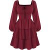 image:imageScarlet Darkness Renaissance Dress for Women Off Shoulder Long Sleeve Medieval Corset DressesRed