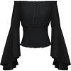 image:imageScarlet Darkness Women Bell Sleeve Smocked Top Off The Shoulder Peasant Blouse Renaissance Pirate ShirtBlack