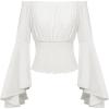 image:imageScarlet Darkness Women Bell Sleeve Smocked Top Off The Shoulder Peasant Blouse Renaissance Pirate ShirtWhite