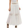 image:imageScarlet Darkness Womens Boho Maxi Skirts Flowy Lace Tiered Long Renaissance Skirt with PocketsWhite
