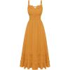 image:imageScarlet Darkness Womens Summer Maxi Dress 2026 Boho Sleeveless Ruffle Flowy Milkmaid Sundress with PocketsYellow