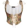 image:imageScarlet Darkness Womens Underbust Corset Top Renaissance Medieval Laceup Boned Fairycore Pirate CorsetsApricot Floral