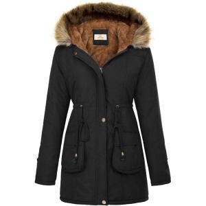 image:imageGRACE KARIN Womens Winter Coats Fleece Parkas Anoraks Hooded Military Jacket CoatsBlack