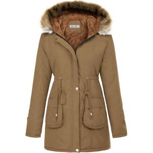 image:imageGRACE KARIN Womens Winter Coats Fleece Parkas Anoraks Hooded Military Jacket CoatsCamel