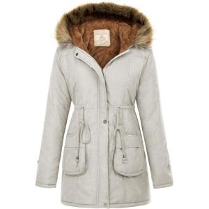 image:imageGRACE KARIN Womens Winter Coats Fleece Parkas Anoraks Hooded Military Jacket CoatsGrey