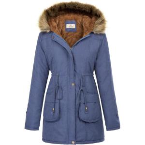 image:imageGRACE KARIN Womens Winter Coats Fleece Parkas Anoraks Hooded Military Jacket CoatsNavy Blue
