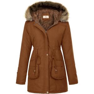 image:imageGRACE KARIN Womens Winter Coats Fleece Parkas Anoraks Hooded Military Jacket CoatsReddish Brown
