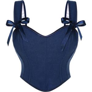 image:imageSCARLET DARKNESS Corset Tops for Women Sweetheart Neckline Floral Corset with Zipper Size 618Blue