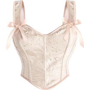 image:imageSCARLET DARKNESS Corset Tops for Women Sweetheart Neckline Floral Corset with Zipper Size 618Champagne