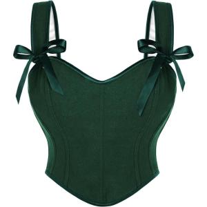 image:imageSCARLET DARKNESS Corset Tops for Women Sweetheart Neckline Floral Corset with Zipper Size 618Green