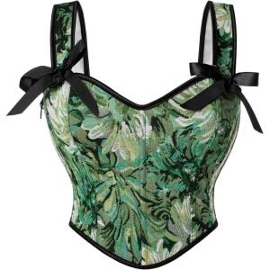 image:imageSCARLET DARKNESS Corset Tops for Women Sweetheart Neckline Floral Corset with Zipper Size 618Green Floral