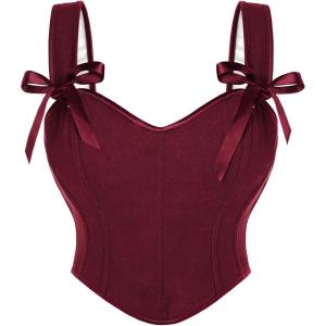 image:imageSCARLET DARKNESS Corset Tops for Women Sweetheart Neckline Floral Corset with Zipper Size 618Red