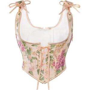 image:imageSCARLET DARKNESS Corset Tops for Women Underbust Floral Print Vintage Bustier TopBeige Berry Floral