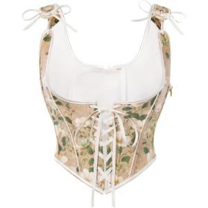 image:imageSCARLET DARKNESS Corset Tops for Women Underbust Floral Print Vintage Bustier TopBeige White Floral