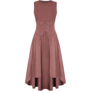 image:imageSCARLRT DARKNESS Women Renaissance Costume Underbust Pirate Peasant High Low Dress with PocketsDusty Rose